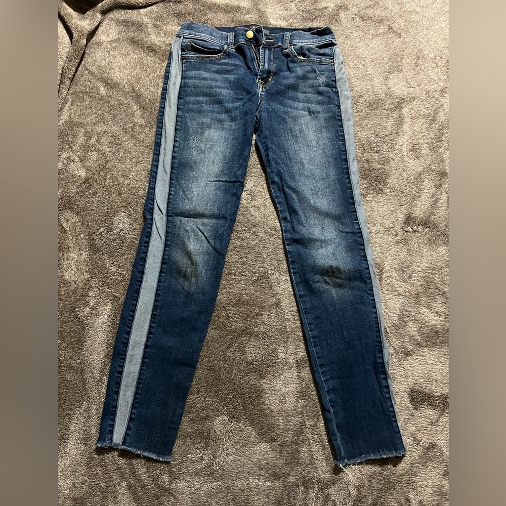 Blue dark washed straight leg jeans